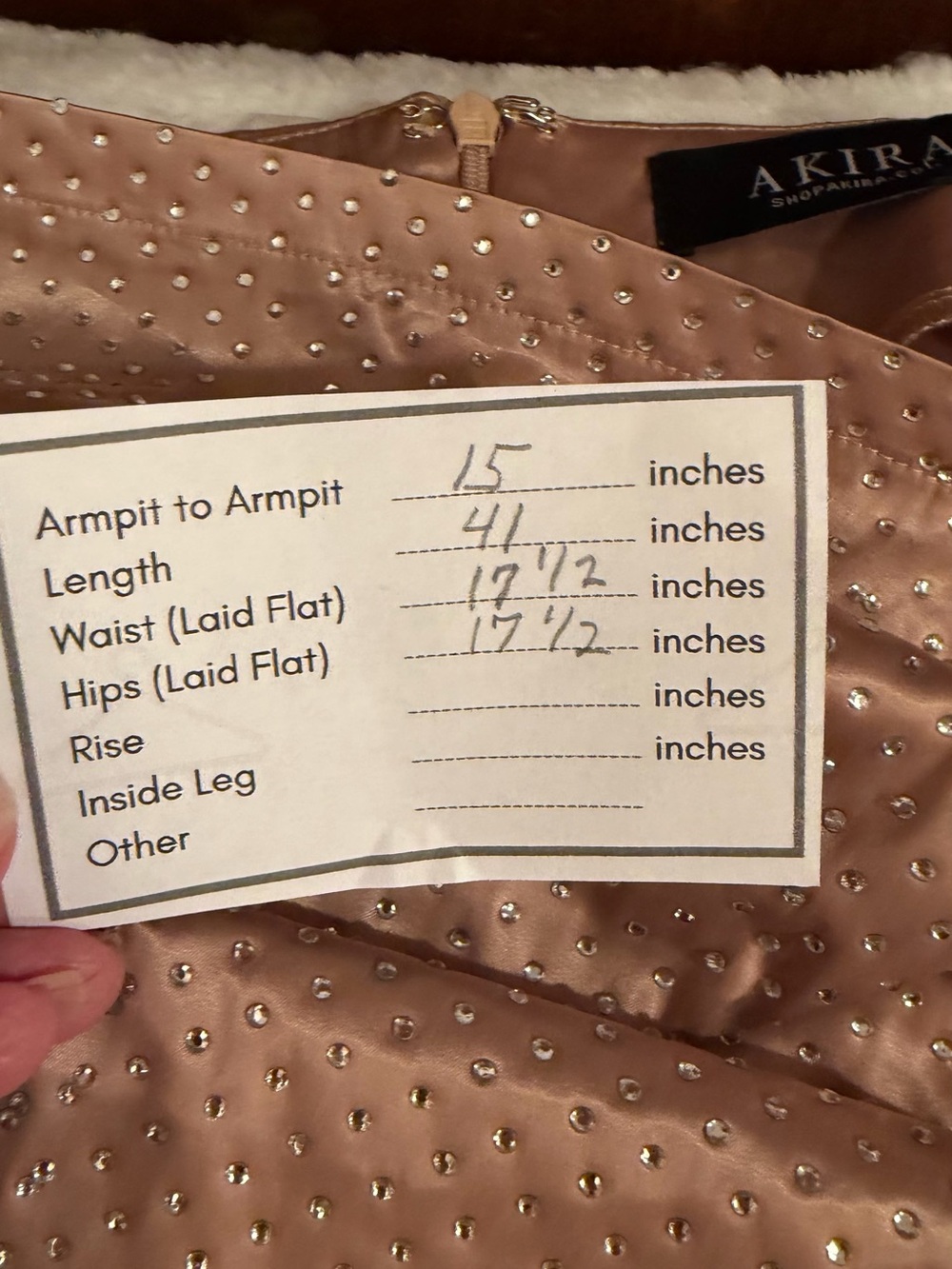 AKIRA Champagne Gold Rhinestone Strapless Ruched Maxi Dress - Picture 12 of 13